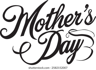 "Mother's Day" elegant handwritten lettering. Modern calligraphy. Vector illustration. Inscription in black ink. For design of greeting cards or posters.