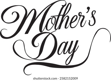 "Mother's Day" elegant handwritten lettering. Modern calligraphy. Vector illustration. Inscription in black ink. For design of greeting cards or posters.