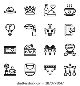 
Mothers Day Elements Solid Icons 
