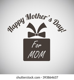 Mother's day emblem with gift box. Vector illustration. 