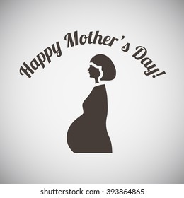 Mother's day emblem with pregnant woman. Vector illustration. 