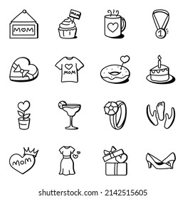 Mothers Day Event Doodle Icons Pack 

