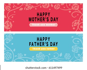 Mother's day and Father's day greeting card set.