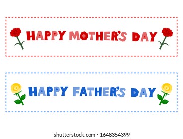 Mother's Day and Father's Day. Vector illustration set. Logotype, icon. Floral design.
