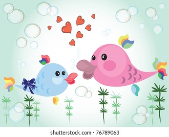 Mothers day ,fish,vector
