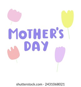 Mother's day. Flat design. Vector hand drawn illustration on white background.