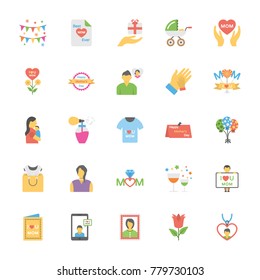 Mothers Day Flat Icons Set