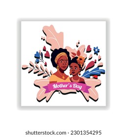Mother"s Day Flat illustration. Mom and daughter Love Design. Mother"s Love Vector Design