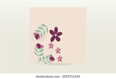 Mother's Day Floral Card with Beige Textured Background and Pink Flowers