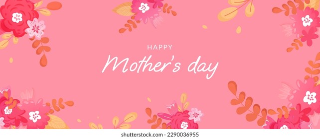 Mother's Day floral holiday banner with greeting text