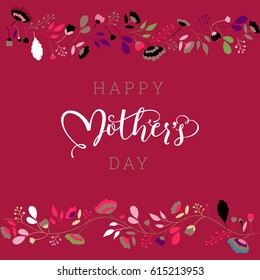 Mothers Day. Floral Lettering design. Vector illustration.