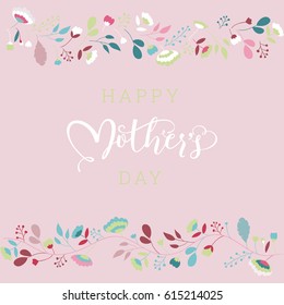 Mothers Day. Floral Lettering design. Vector illustration.