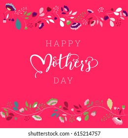 Mothers Day. Floral Lettering design. Vector illustration.