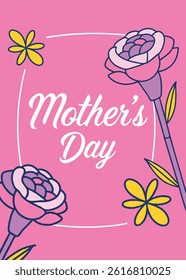 Mother's Day Floral Pink Frame vector art