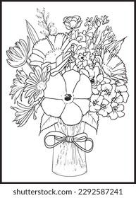 Mothers Day Flower Bouquet Coloring page