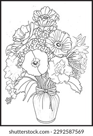 Mothers Day Flower Bouquet Coloring page