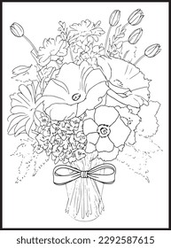 Mothers Day Flower Bouquet Coloring page