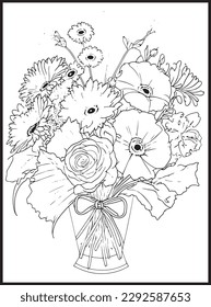Mothers Day Flower Bouquet Coloring page