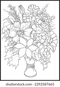 Mothers Day Flower Bouquet Coloring page