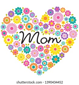 mother's day flower heart graphic