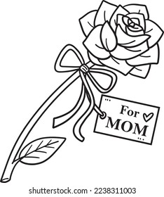 Mothers Day Flower Isolated Coloring Page for Kids