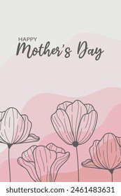 Mother's day flowers background vector, card flowers design