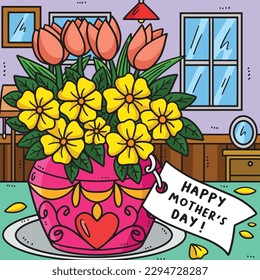 Mothers Day Flowers and Greeting Card Colored 