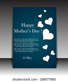 Mother's day Flyer, brochure, magazine  cover template colorful background.