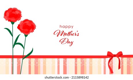 Mother's Day Frame Illustration (Carnation and Ribbon) (Background, Vector)