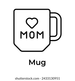 Regalo del día de la madre, mejor mamá, icono de la taza en estilo editable