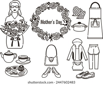 Mother's Day gift illustration (line drawing)