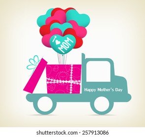 Mothers Day With A Gift On The Car