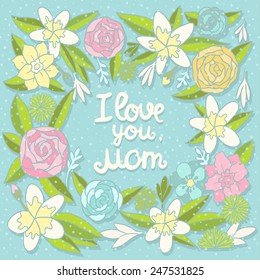 Mothers day greeting background for postcard.