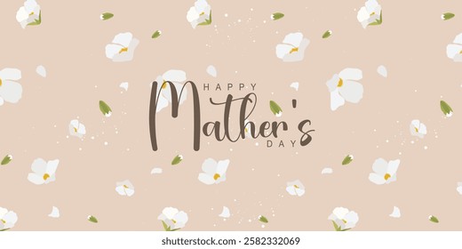 Mother's day greeting with beautiful blossom flowers background. spring set of the cutest cards or posters for the spring holiday with wildflowers for women day march 8, birthday and Mothers Day. 