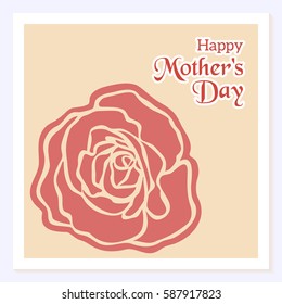 Mother's Day greeting card. Applique rose and greeting inscription on a light background. You can insert your own text. Vector illustration. Usable for design of banner, invitation, poster.