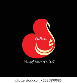 Mothers day greeting card in Arabic calligraphy design means ( mother - happy mother's day )  Eid Al Um