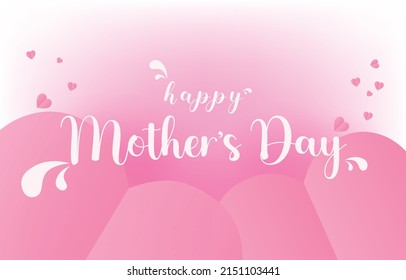 Mother's Day greeting card banner vector with 3d flying hearts pink papercut.symbol of love and handwritten letters on pink background.