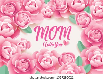 Mother's day greeting card with beautiful blossom flowers.
