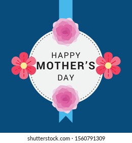 Mother's day greeting card with beautiful flowers