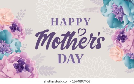 Mother's day greeting card with beautiful blossom flowers