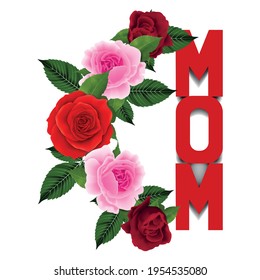 Mother's Day greeting card with beautiful pink flowers, antecedetes international women's day