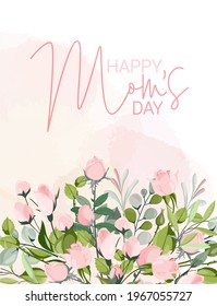 Mother's day greeting card with beautiful blossom flowers
