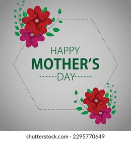 Mother's day greeting card with beautiful blossom flowers background