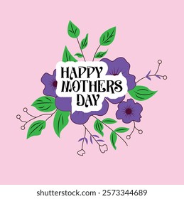 Mother's day greeting card with beautiful  flowers