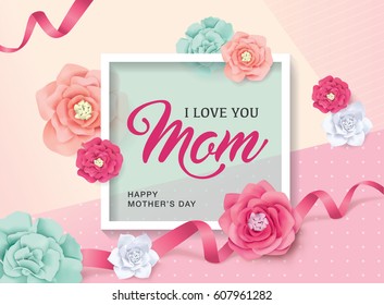 Mother's day greeting card with beautiful flowers