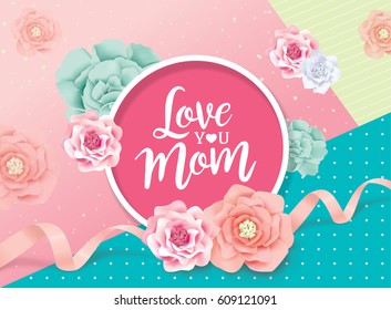 Mother's day greeting card with beautiful flowers