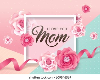 Mother's day greeting card with beautiful flowers