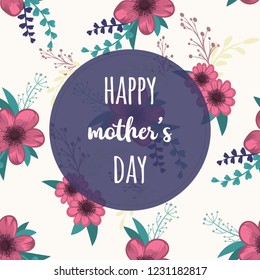 Mother's day greeting card with blossom flowers