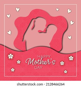 mother's day greeting card with blossom flowers and love shape