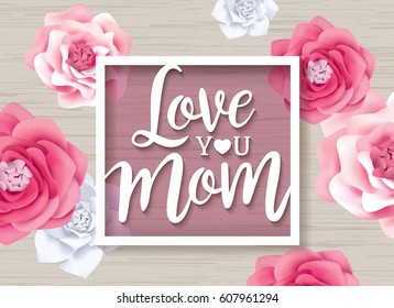 Mother's day greeting card with blossom flowers